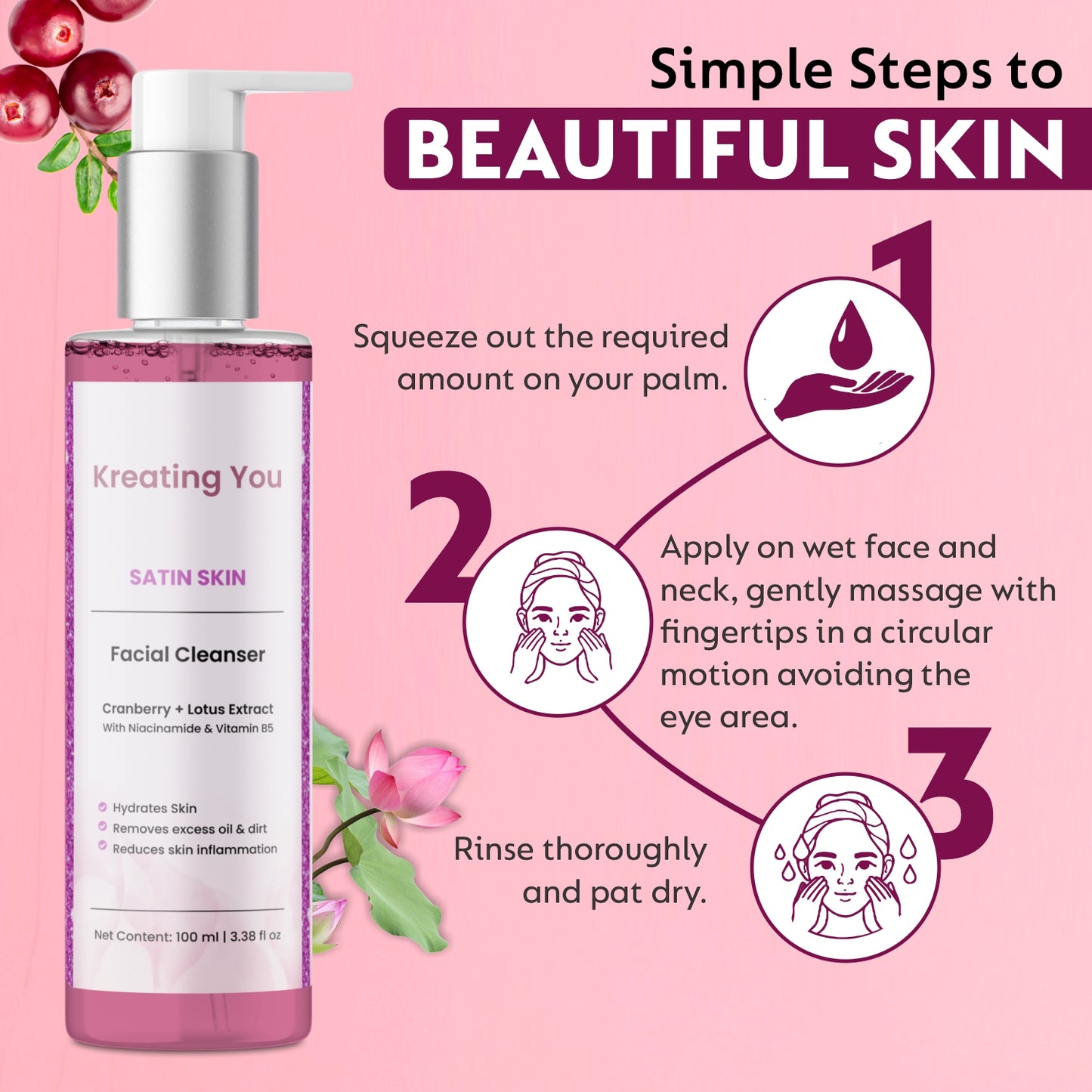 Cranberry + Lotus Gel Cleanser for Pore Reduction & Glowing Skin